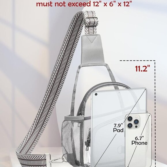 Clear Stadium Bag Unisex Large Capacity Waterproof TPU Crossbody - Picture 3 of 8